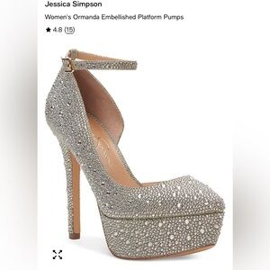 Jessica Simpson Silver Embellished Platform Pumps size 7M or Eur 37 1/2